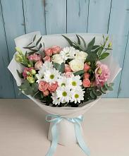 Букет цветов из:  Розы, Лизиантусы и Хризантемы в Пушкино