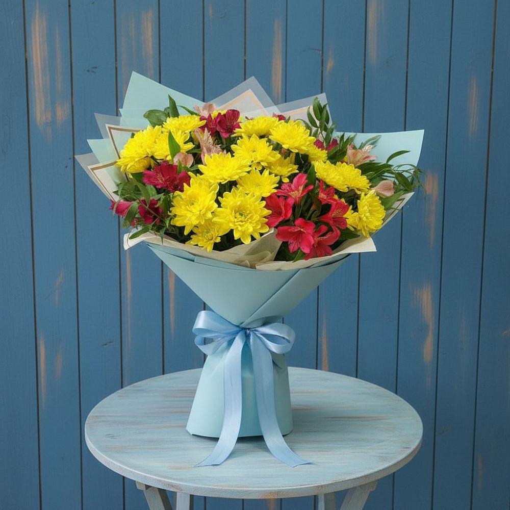 Букет цветов из: Альстромерии и Хризантемы в Пушкино