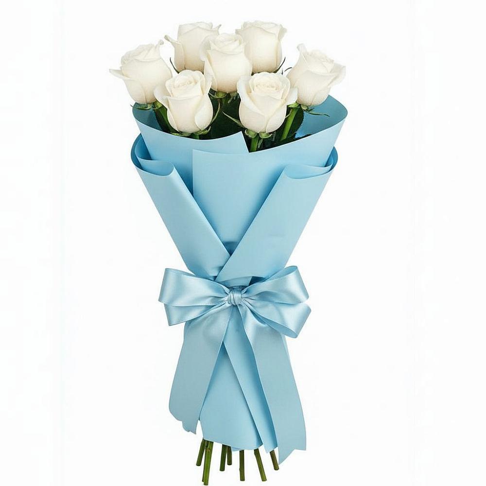 Букет 7 белых роз Проуд в Пушкино