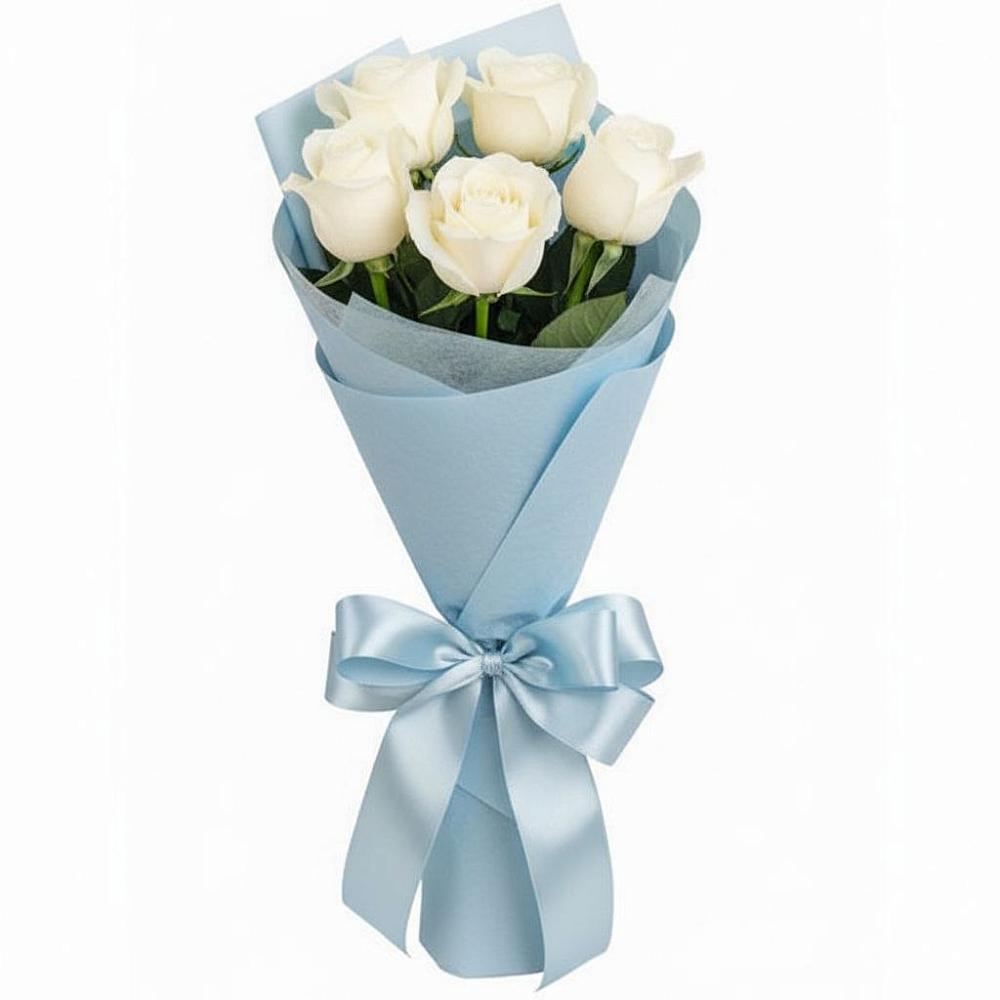 Букет 5 Белых роз Проуд в Пушкино