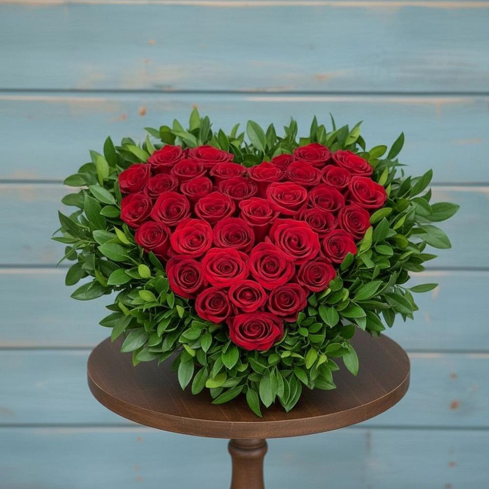 Цветочная композиция из Розы в виде сердца в Пушкино