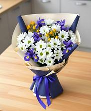 Букет цветов из:  Розы, Ирисы и Хризантемы в Пушкино