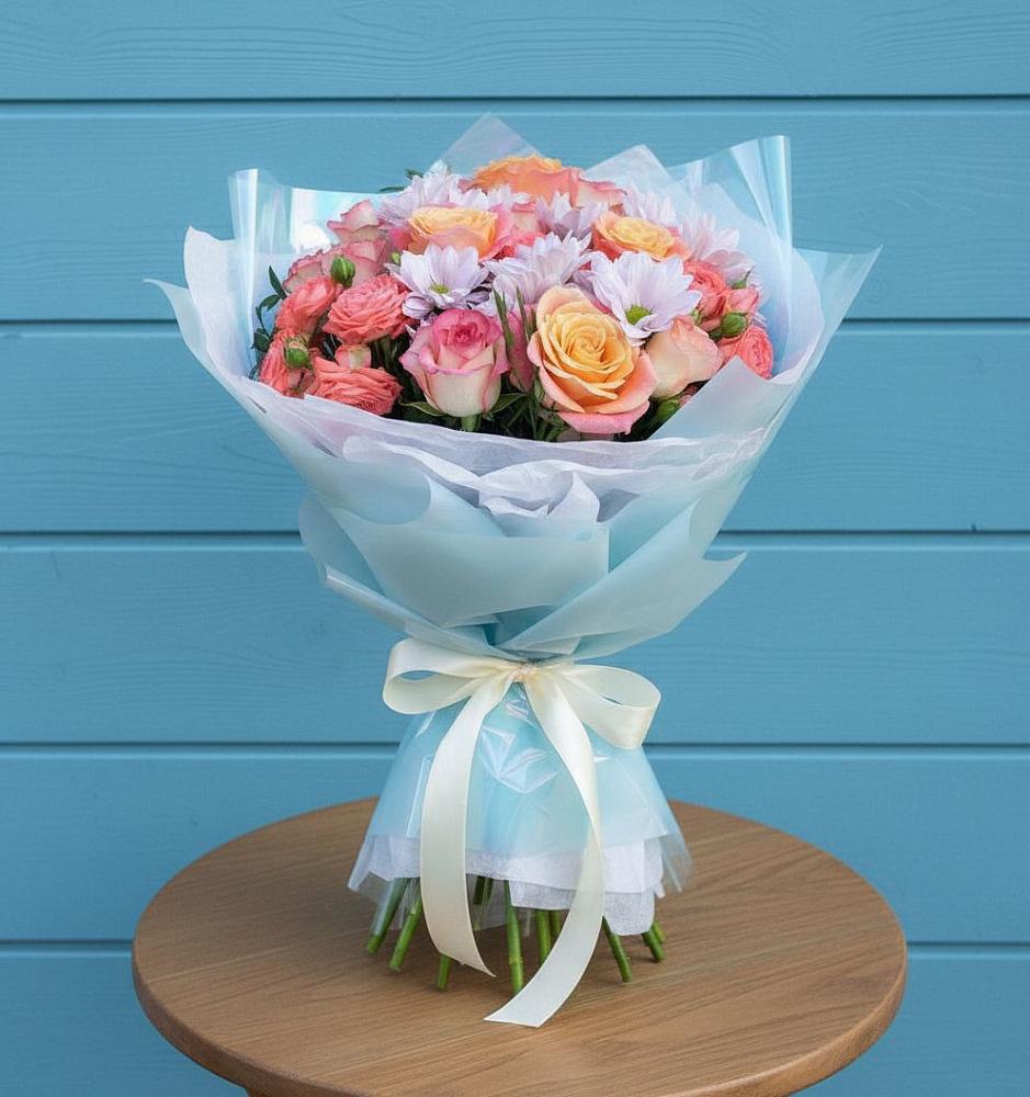 Букет цветов из: Хризантемы и Розы в Пушкино