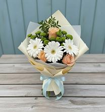 Букет цветов из:  Герберы, Розы и Хризантемы в Пушкино