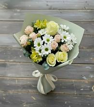 Букет цветов из:  Альстромерии, Розы и Хризантемы в Пушкино